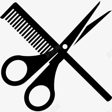 剪刀和梳子工具和用具发廊图标图标