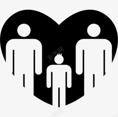 爱心家庭男性熟悉的三人一组一颗心两个大人图标图标