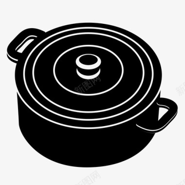 锅带盖平底锅厨房图标图标