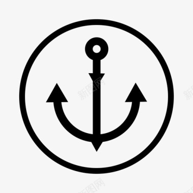 卡通船锚海水手图标图标