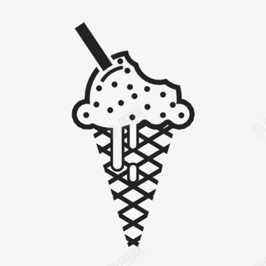 夏天冰淇淋筒甜的夏天图标图标