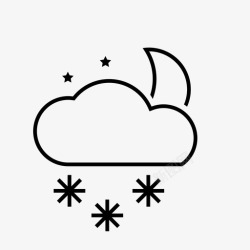 混合模式夜雪天气雨夹雪图标高清图片