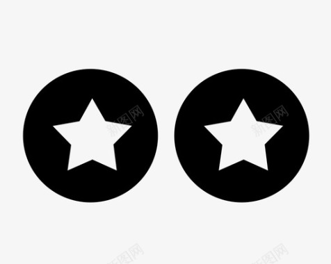 2颗星符号圆形图标图标