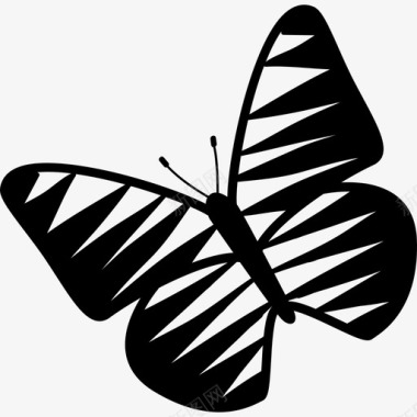 翅膀向左旋转的带条纹的蝴蝶动物蝴蝶图标图标