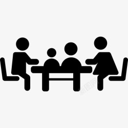 八人会议桌熟悉的会议桌上人家庭图标高清图片