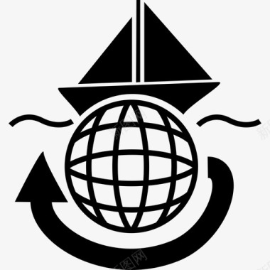 帆船环游世界交通工具地球图标图标