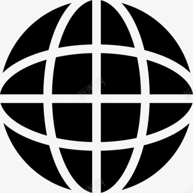 地球黑符号与细网格形状地球图标图标
