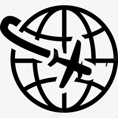 飞机环绕地球飞行交通地球图标图标