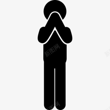 上班的男人站在男人面前祈祷的姿势手放在面前人图标图标