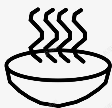 青花碗带蒸汽的碗图标图标