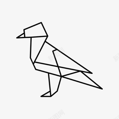 动物精美羽毛鸟翅膀折纸图标图标