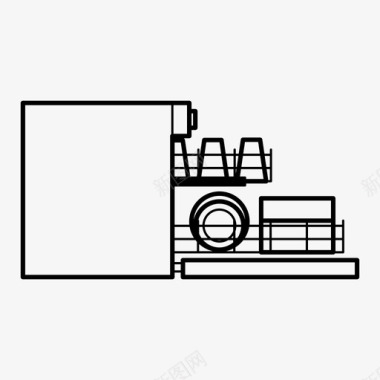 厨房洗碗机门洗碗机电器清洁器图标图标
