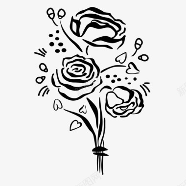 新娘新人花束春天玫瑰图标图标