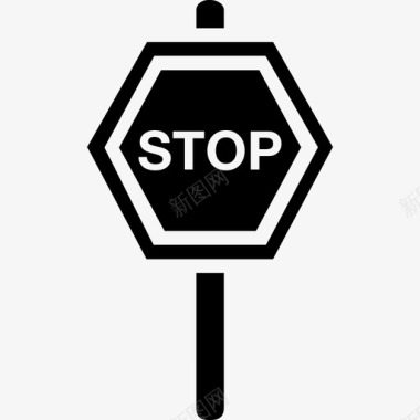 城市道路交通信号灯六边形立杆标志信号设置图标图标
