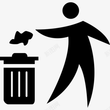 把纸扔进垃圾桶的人生态主义者图标图标