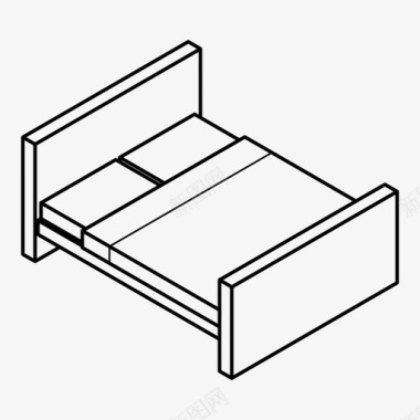 矢量睡眠眼罩床双人床框架图标图标