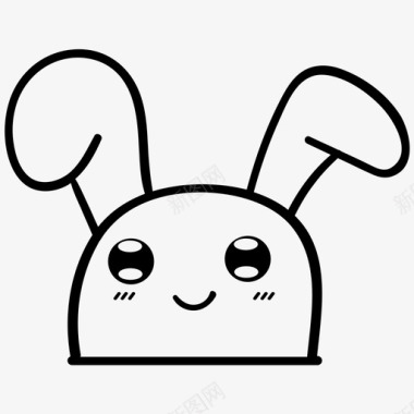 卡通细菌表情兔子涂鸦笑脸反应图标图标
