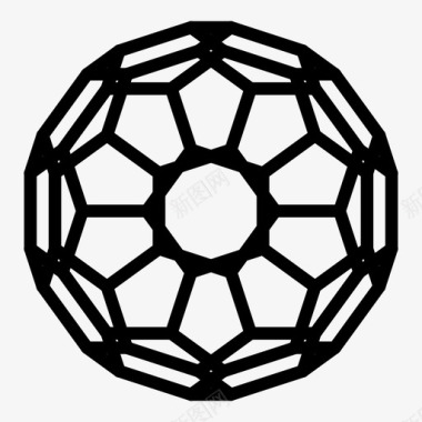 冰晶体截短二十面体三维三维图形图标图标