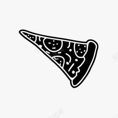 手绘线画披萨片弹性美味图标图标