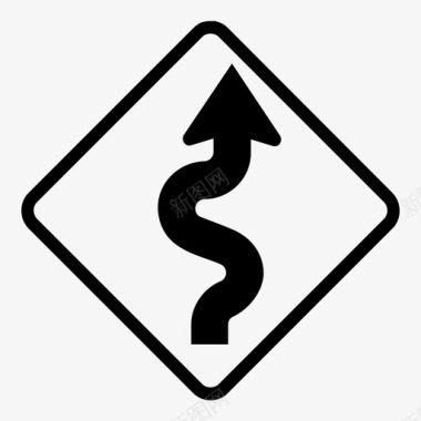 蜿蜒的道路美国路标图标图标