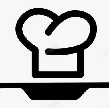 从侧面看盘子上的厨师帽食物厨房图标图标