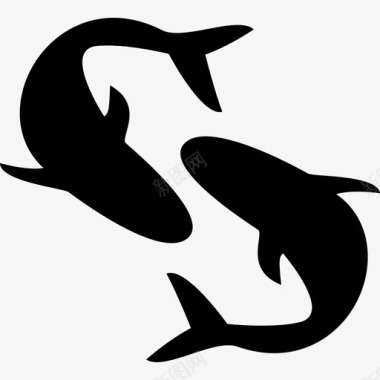 双鱼座星座双鱼动物黄道十二宫的象征图标图标