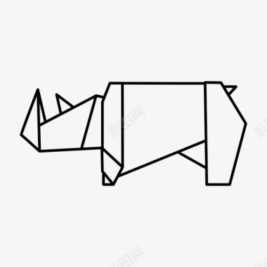 犀牛纸张折纸图标图标