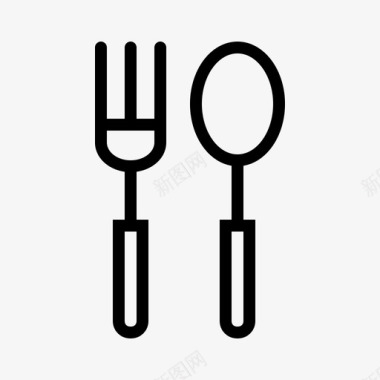 电器无线首页叉子和勺子餐具振荡图标图标