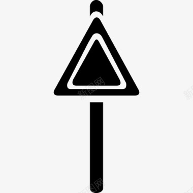 灯杆上的三角形交通信号灯标志信号装置图标图标
