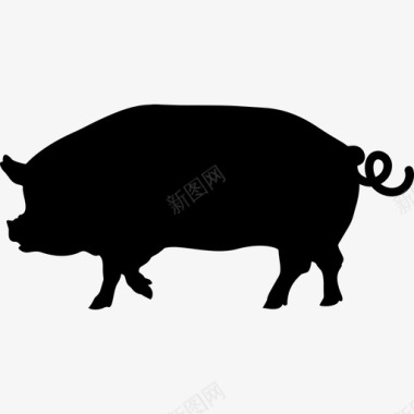 猪侧视剪影动物动物王国图标图标