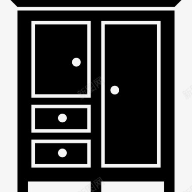卧室黑色封闭式衣柜用于存放衣物工具和用具图标图标
