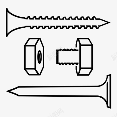 五金螺丝螺母和螺栓图标图标