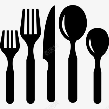 五件套餐具工具和用具厨房图标图标