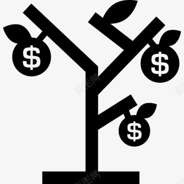 金钱树与美元水果业务钱包1图标图标