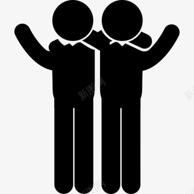 两个男人并肩抱在一起举起手臂人图标图标
