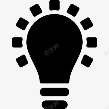 黑色灯泡符号接口商务包图标图标