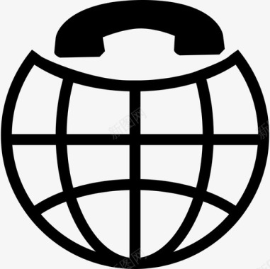 网格国际呼叫标志地球网格与电话耳廓在顶部界面地球图标图标