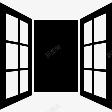 打开窗户的玻璃门建筑物房子的东西图标图标