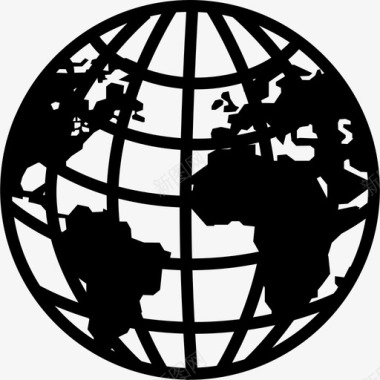 地球符号与大陆和网格地图和旗帜地球图标图标