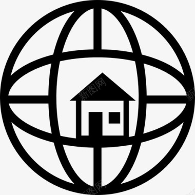 地球上的房子网格界面地球图标图标