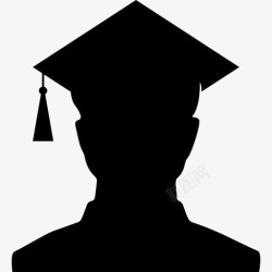 大学毕业的帽子男性大学毕业生与帽子教育经院哲学剪影图标高清图片
