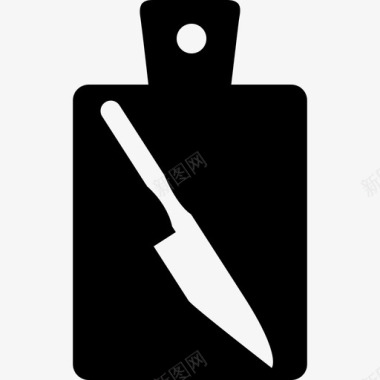 菜板上的刀工具和用具厨房图标图标