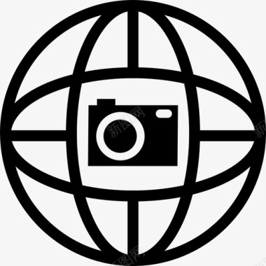 世界网格中的照相机工具和器具地球图标图标