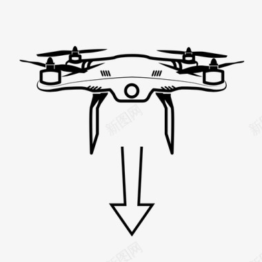 四视图四旋翼机放下1无人机图标图标