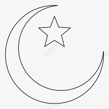 土耳其月亮和星星土耳其人睡眠图标图标