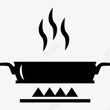 平底锅在厨房用平底锅加热食物图标图标
