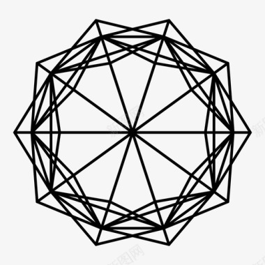 冰晶体二十面体三维三维图形图标图标