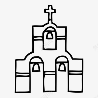 圣托里尼教堂尖塔震颤智能手机图标图标