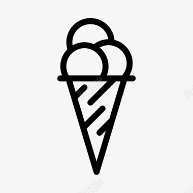 冰淇淋筒香草冰淇淋甜点图标图标