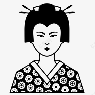 日本亭子艺妓日本传统图标图标